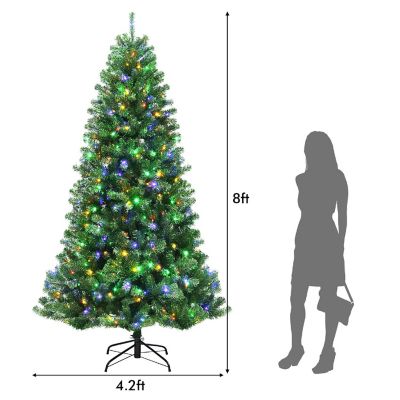Costway 8ft Pre-lit Hinged Christmas Tree&amp;#160;with Remote Control &amp; 9 Lighting Modes Image 3