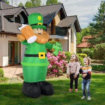 Costway 8ft St Patrick&#8217;s Day Inflatable Leprechaun Irish Day Blow up Lighted Giant Doll Image 1