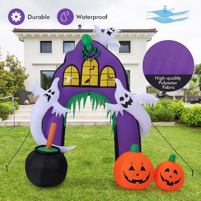 Costway 9 Ft Tall Halloween Inflatable Castle Archway Decor w/ Spider Ghosts &Built-in Lights Image 2