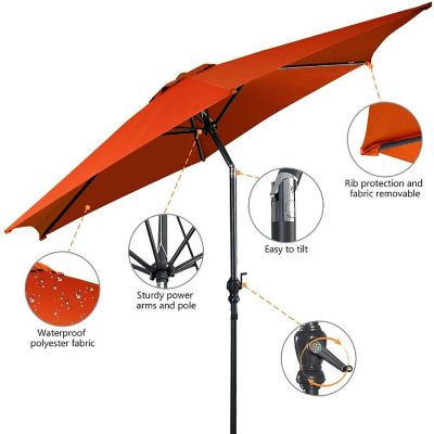 Costway 9ft Patio Umbrella Outdoor W/ 50 LBS Round Umbrella Stand W/ Wheels, Orange Image 3