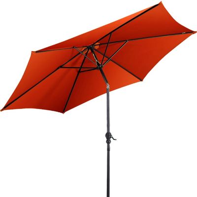 Costway 9FT Patio Umbrella Patio Market Steel Tilt W/ Crank Outdoor Yard Garden Orange Image 1