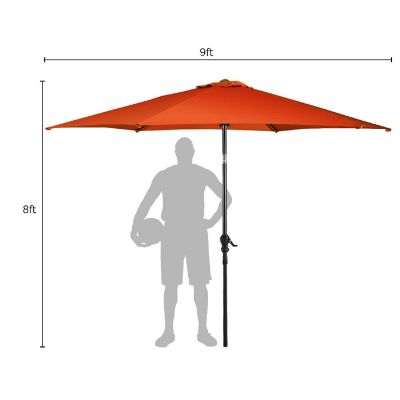 Costway 9FT Patio Umbrella Patio Market Steel Tilt W/ Crank Outdoor Yard Garden Orange Image 1