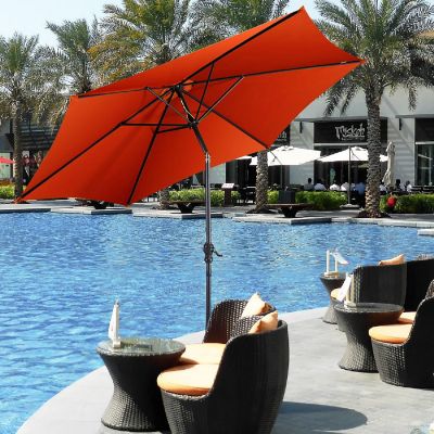 Costway 9FT Patio Umbrella Patio Market Steel Tilt W/ Crank Outdoor Yard Garden Orange Image 2