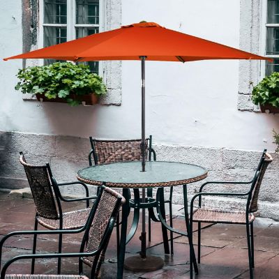 Costway 9FT Patio Umbrella Patio Market Steel Tilt W/ Crank Outdoor Yard Garden Orange Image 3