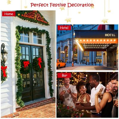 Costway 9ft Pre-lit Christmas Garland w/ Snow Flocked Tips Red Berries 50 Lights & Timer Image 3