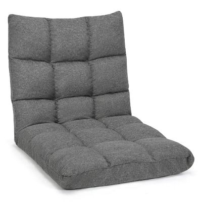 Costway Adjustable 14-Position Floor Chair Folding Lazy Gaming Sofa Lounge Chair Gray Image 1