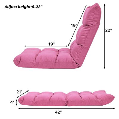 Costway Adjustable 14-Position Floor Chair Folding Lazy Sofa Lounge Chair Pink Image 1