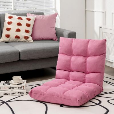 Costway Adjustable 14-Position Floor Chair Folding Lazy Sofa Lounge Chair Pink Image 2