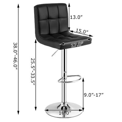 Costway Adjustable Armless Bar Stool Swivel Kitchen Counter Bar Chair PU Leather Black Image 1