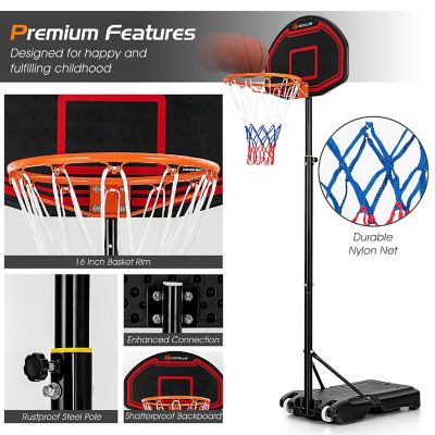 Costway Adjustable Kids Basketball Hoop Stand W/Durable Net Shatterproof Backboard Wheel Image 3