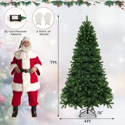 Costway Artificial 7ft Xmas Tree PVC Branch Tips 700 LED Lights Image 2