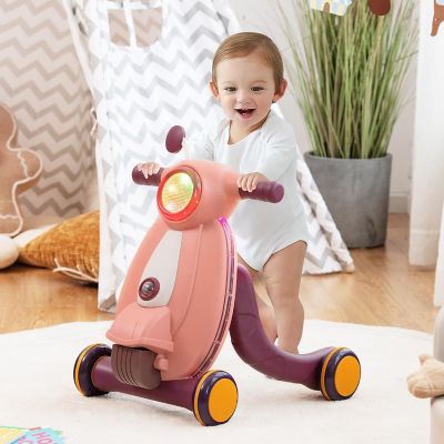 Costway Baby Sit to Stand Learning Walker w/ Lights & Sounds Kids Activity Center Pink Image 1