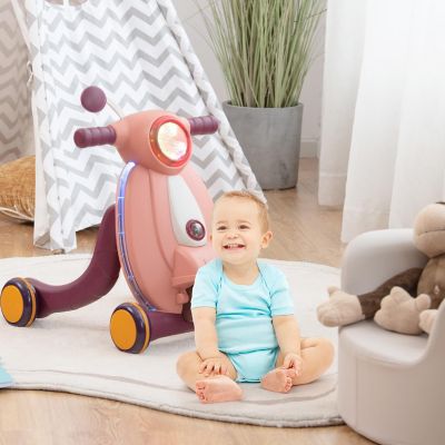 Costway Baby Sit to Stand Learning Walker w/ Lights & Sounds Kids Activity Center Pink Image 2