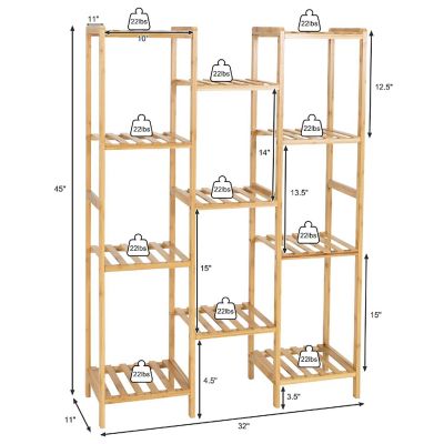 Costway Bamboo 11-Tier Plant Stand Utility Shelf Free Standing Storage Rack Pot Holder Image 3