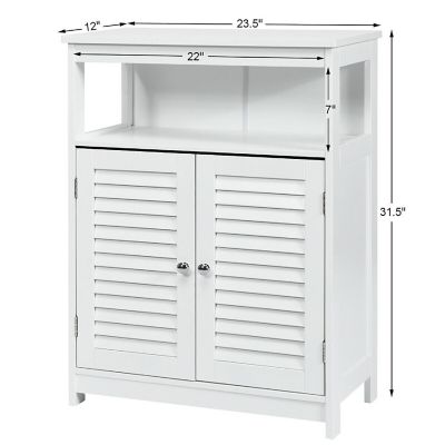 Costway Bathroom Storage Wood Floor Cabinet with Double Shutter Door White Image 2