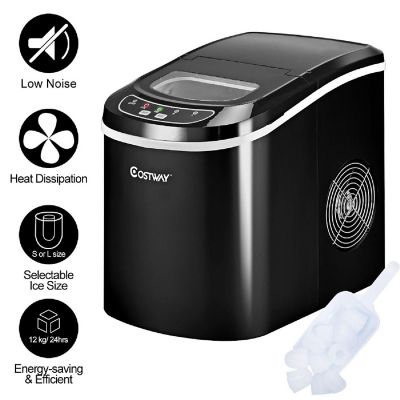 Costway Black Portable Compact Electric Ice Maker Machine Mini Cube 26lb/Day Image 1