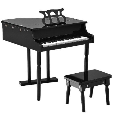 Costway Children 30 Key Toy Grand Baby Piano with Kids Bench Wood Black Image 1