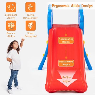 Costway Children Kids Junior Folding Climber Play Slide Indoor Outdoor Toy Easy Store Image 2