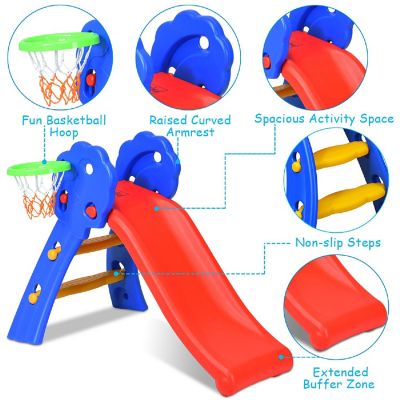 Costway Children Kids Toddlers Folding Slide with Bask Image 1