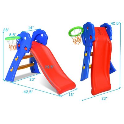 Costway Children Kids Toddlers Folding Slide with Bask Image 3