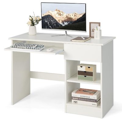 Costway Computer Desk Home Office Workstation Study Laptop Table w/Keyboard Tray Drawer Image 1