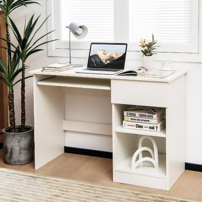 Costway Computer Desk Home Office Workstation Study Laptop Table w/Keyboard Tray Drawer Image 1