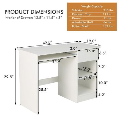 Costway Computer Desk Home Office Workstation Study Laptop Table w/Keyboard Tray Drawer Image 3
