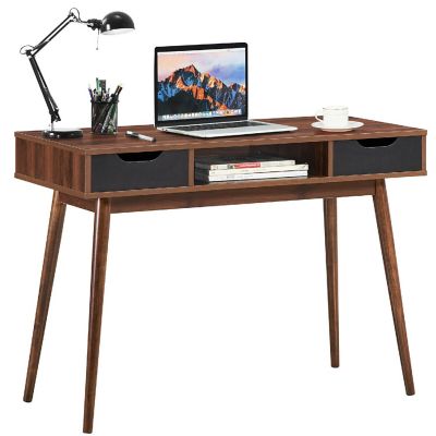 Costway Computer Desk Writing Table w/ Drawers Laptop PC Workstation Home Walnut Image 1