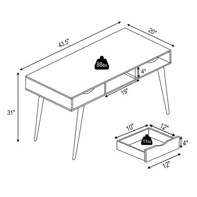 Costway Computer Desk Writing Table w/ Drawers Laptop PC Workstation Home Walnut Image 3