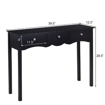 Costway Console Table Hall table Side Table Desk Accent Table 3 Drawers Entryway Black Image 1