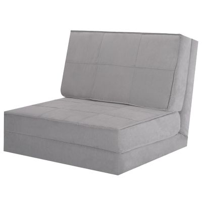 Costway Convertible Fold Down Chair Flip Out Lounger Sleeper Bed Couch Grey Image 1