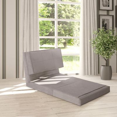 Costway Convertible Fold Down Chair Flip Out Lounger Sleeper Bed Couch Grey Image 3