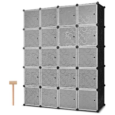 Costway DIY 20 Cube Portable Closet Storage Organizer Clothes Wardrobe Cabinet W/Doors Image 1
