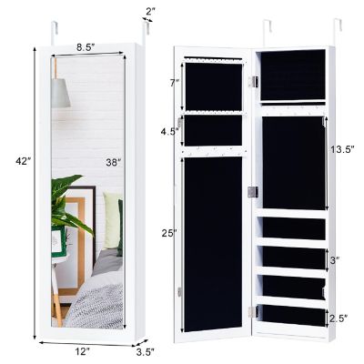 Costway Door Mounted Mirrored Jewelry Cabinet Storage Organizer Image 1