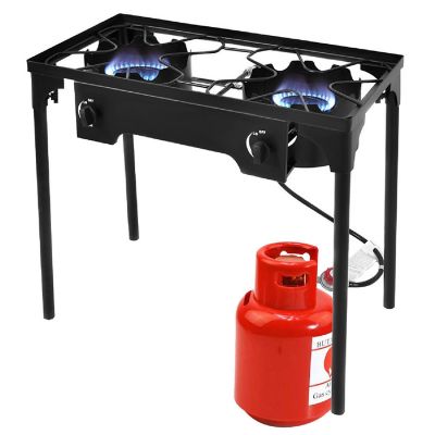 Costway Double Burner Gas Propane Cooker Outdoor Picnic Stove Stand BBQ Grill Image 2