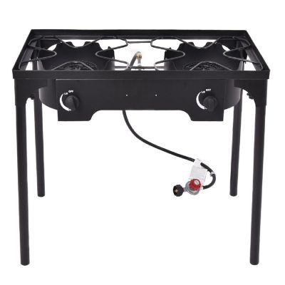 Costway Double Burner Gas Propane Cooker Outdoor Picnic Stove Stand BBQ Grill Image 3