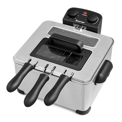 Costway Electric Deep Fryer 5.3QT/21-Cup Stainless Steel 1700W w/ Triple Basket Image 1