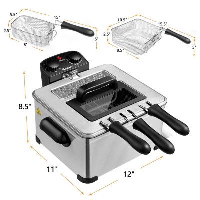 Costway Electric Deep Fryer 5.3QT/21-Cup Stainless Steel 1700W w/ Triple Basket Image 1