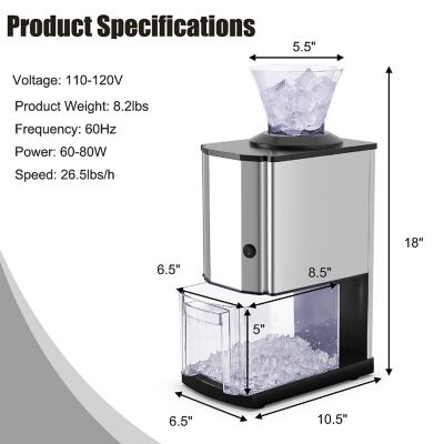 Costway Electric Stainless Steel Ice Crusher  Machine Professional Tabletop Image 2