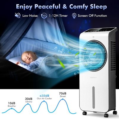 Costway Evaporative Air Cooler 3-in-1 Portable Swamp Cooling Fan w/ 12H Timer Remote Image 2