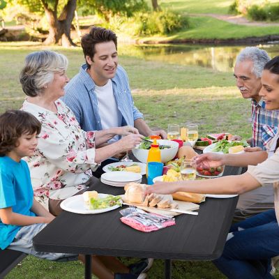 Costway Foldable Picnic Table Bench Set Outdoor Camping for Patio & Backyard Black Image 1