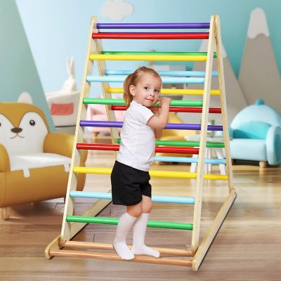 Costway Foldable Wooden Climbing Triangle Indoor Climber w/Ladder for Baby Toddler Image 1