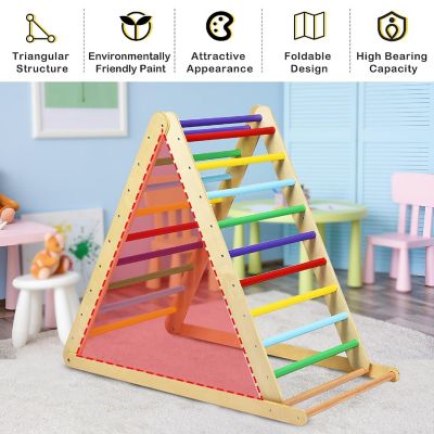 Costway Foldable Wooden Climbing Triangle Indoor Climber w/Ladder for Baby Toddler Image 3