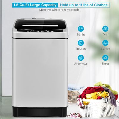 Costway Full-Automatic Washing Machine 1.5 Cu.Ft 11 LBS Washer & Dryer Grey Image 3