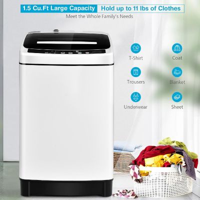 Costway Full-Automatic Washing Machine 1.5 Cu.Ft 11 LBS Washer & Dryer White Image 2