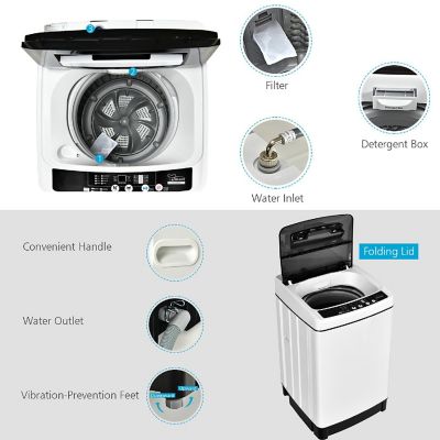 Costway Full-Automatic Washing Machine 1.5 Cu.Ft 11 LBS Washer & Dryer White Image 3