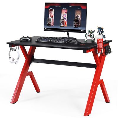 Costway Gaming Desk Computer Desk w/Controller Headphone storage Mouse Pad & Cup Holder Image 1