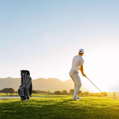 Costway Golf Stand Cart Bag Club w/6 Way Divider Carry Organizer Pockets Storage Black Image 2
