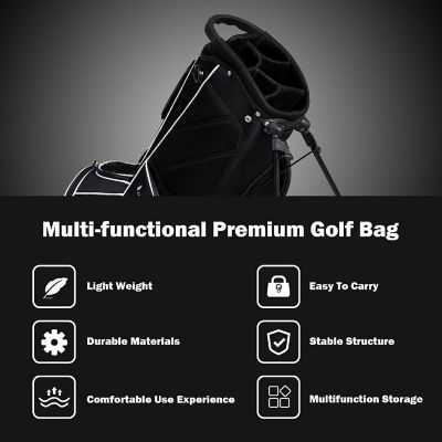 Costway Golf Stand Cart Bag Club w/6 Way Divider Carry Organizer Pockets Storage Black Image 3
