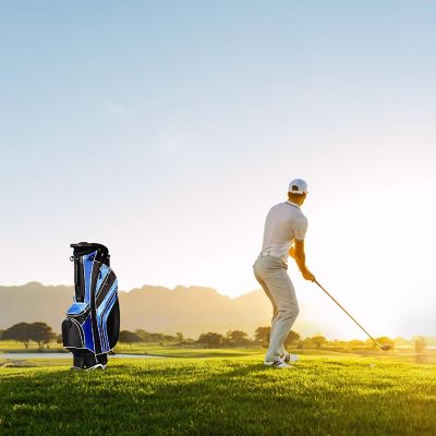 Costway Golf Stand Cart Bag Club w/6 Way Divider Carry Organizer Pockets Storage Blue Image 2